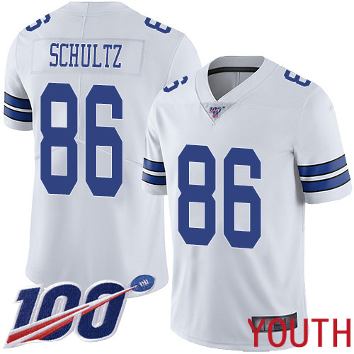 Youth Dallas Cowboys Limited White Dalton Schultz Road #86 100th Season Vapor Untouchable NFL Jersey->youth nfl jersey->Youth Jersey